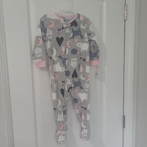 Carter's Pink and Gray Animal Print Fleece Footie Pajamas